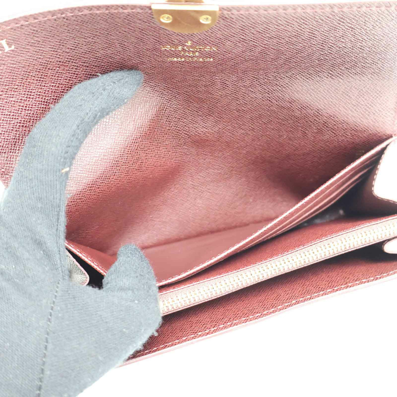 粉色 原花 Idylle帆布 Sarah 扣式 長夾 (有刻字)【LOUIS VUITTON LV 路易威登】 M63008-5