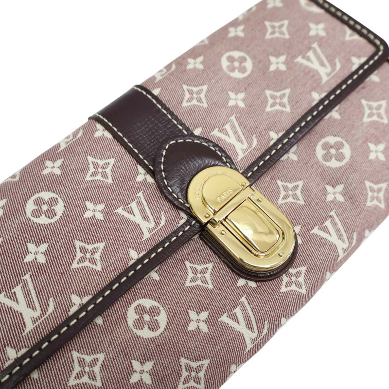粉色 原花 Idylle帆布 Sarah 扣式 長夾 (有刻字)【LOUIS VUITTON LV 路易威登】 M63008-14
