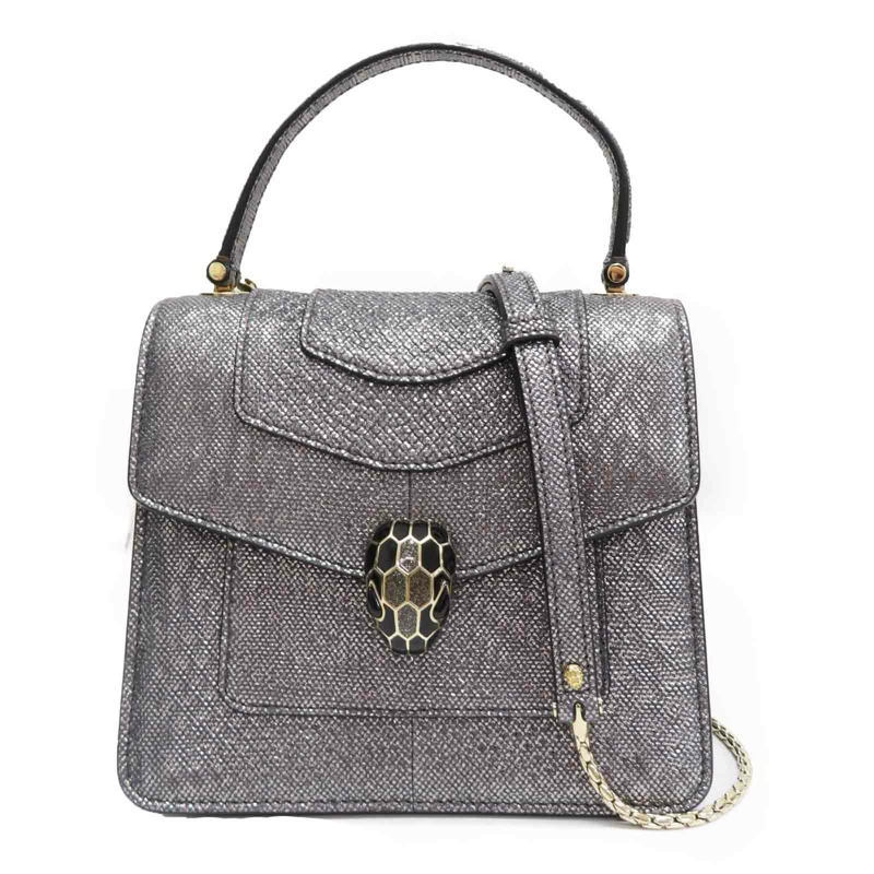 銀色 牛皮 Serpenti Forever 兩用包【BVLGARI 寶格麗】 287942-0