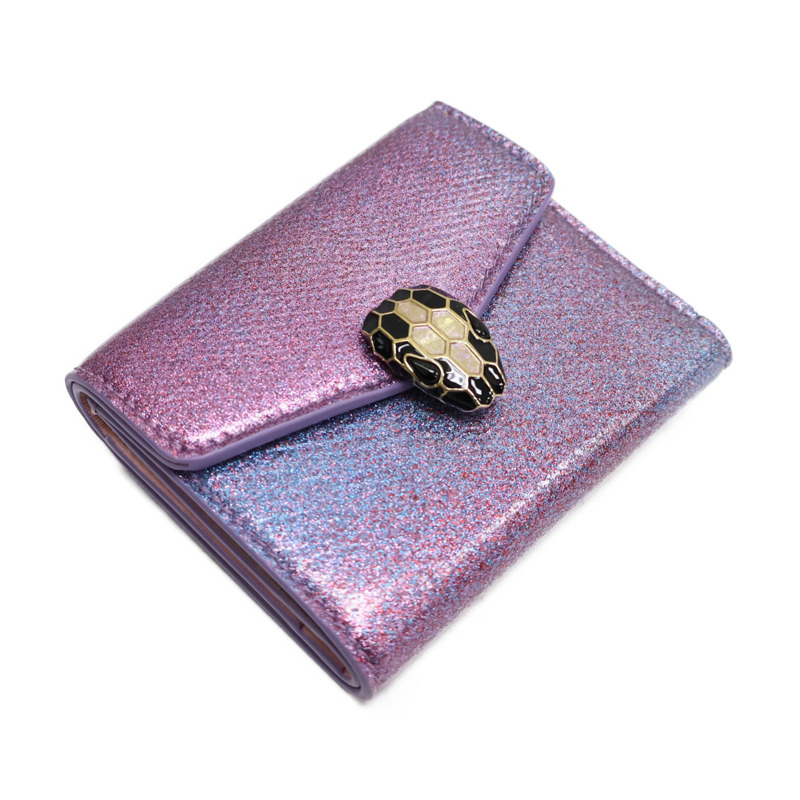 粉/紫色 牛皮 Serpenti Forever 三折 短夾 292641【BVLGARI 寶格麗】 292641-2