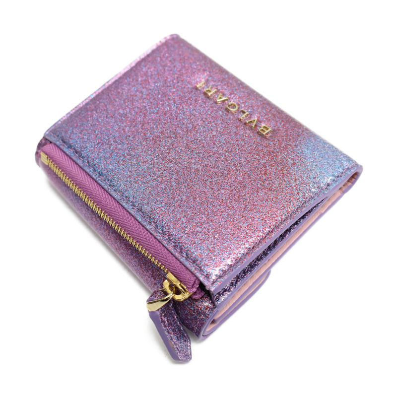 粉/紫色 牛皮 Serpenti Forever 三折 短夾 292641【BVLGARI 寶格麗】 292641-3