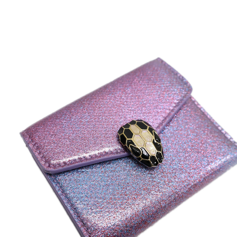 粉/紫色 牛皮 Serpenti Forever 三折 短夾 292641【BVLGARI 寶格麗】 292641-4