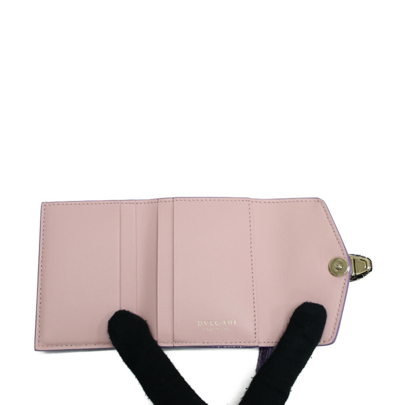 粉/紫色 牛皮 Serpenti Forever 三折 短夾 292641【BVLGARI 寶格麗】 292641-6