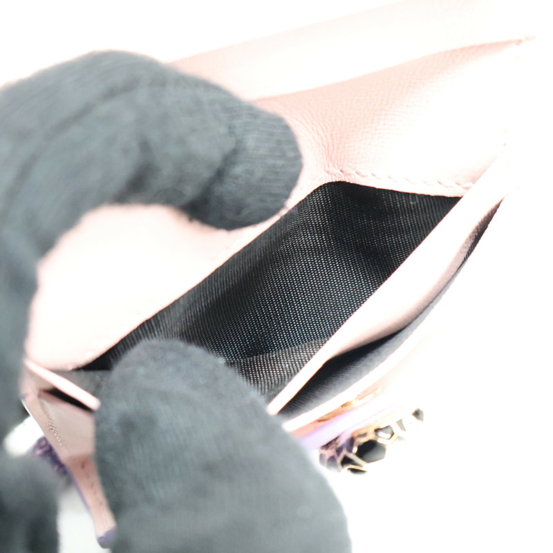 粉/紫色 牛皮 Serpenti Forever 三折 短夾 292641【BVLGARI 寶格麗】 292641-8