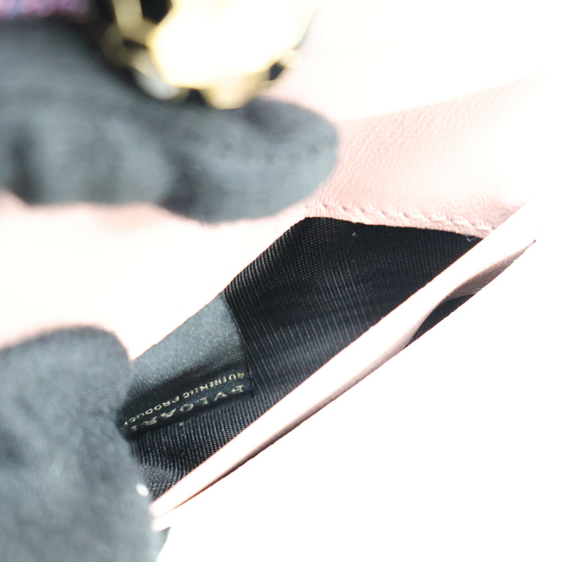 粉/紫色 牛皮 Serpenti Forever 三折 短夾 292641【BVLGARI 寶格麗】 292641-9