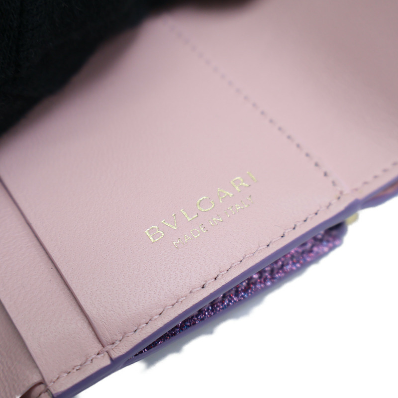 粉/紫色 牛皮 Serpenti Forever 三折 短夾 292641【BVLGARI 寶格麗】 292641-11
