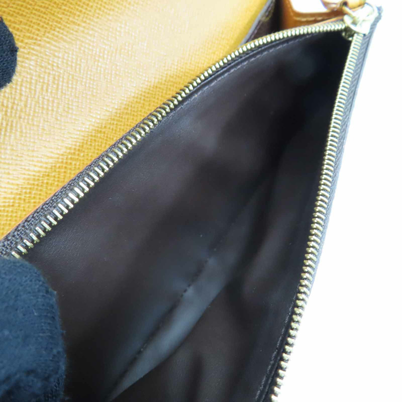 棕色 原花帆布 Emilie 扣式長夾【LOUIS VUITTON LV 路易威登】 M60698-5