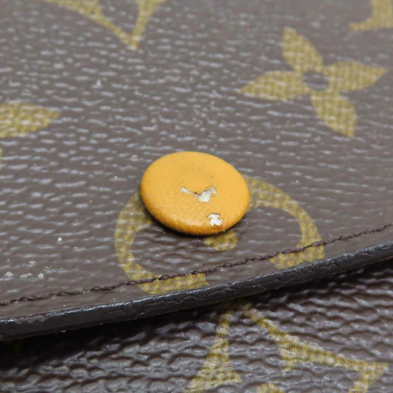 棕色 原花帆布 Emilie 扣式長夾【LOUIS VUITTON LV 路易威登】 M60698-13