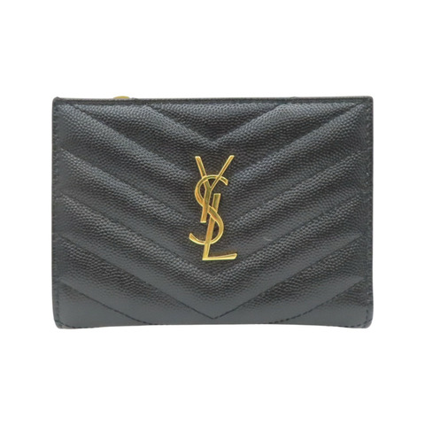 黑色牛皮 Cassandre Matelasse 兩折 短夾【SAINT LAURENT YSL 聖羅蘭】 BND668287