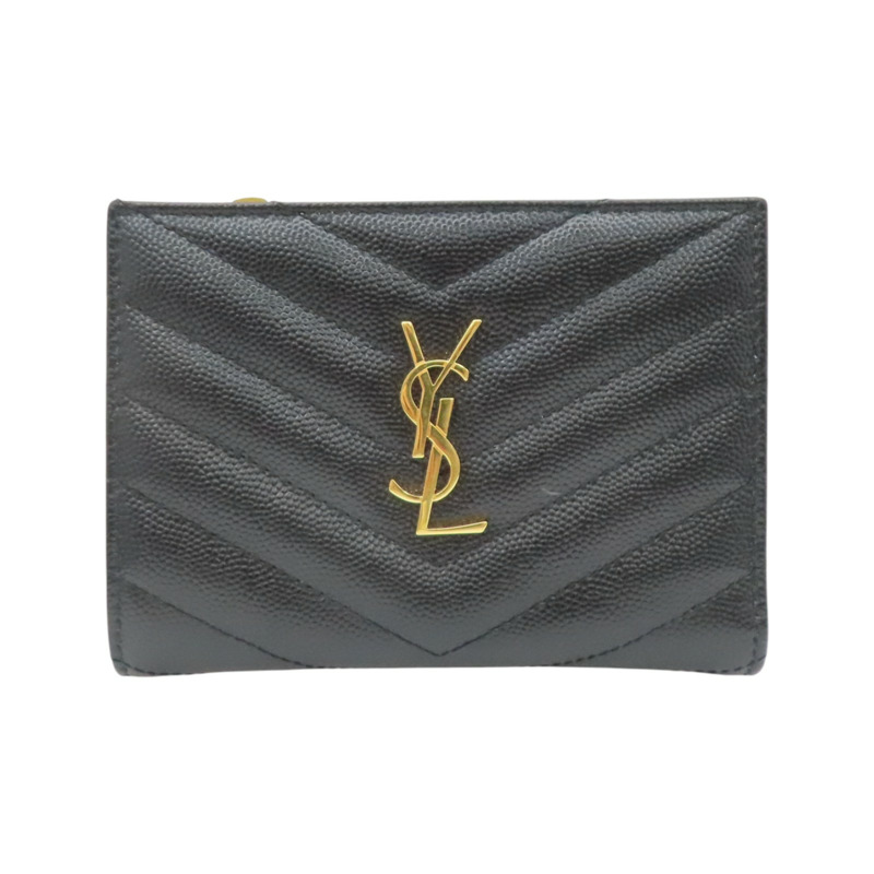 黑色牛皮 Cassandre Matelasse 兩折 短夾【SAINT LAURENT YSL 聖羅蘭】 BND668287-0
