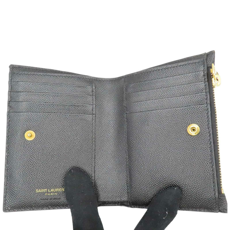 黑色牛皮 Cassandre Matelasse 兩折 短夾【SAINT LAURENT YSL 聖羅蘭】 BND668287-4