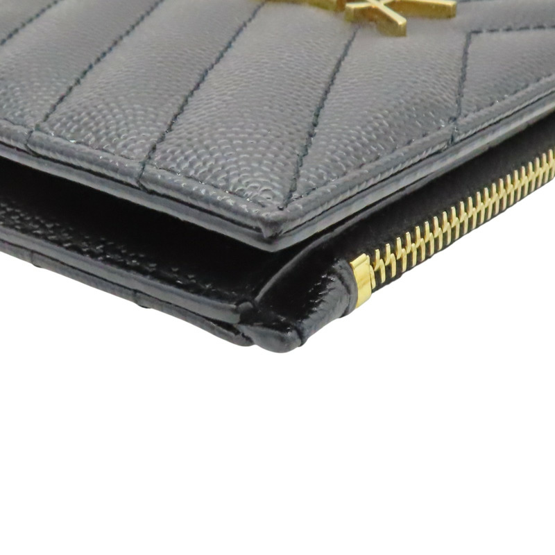 黑色牛皮 Cassandre Matelasse 兩折 短夾【SAINT LAURENT YSL 聖羅蘭】 BND668287-12