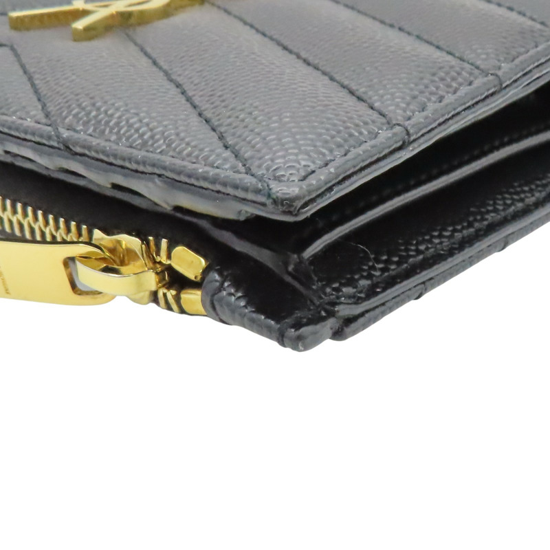 黑色牛皮 Cassandre Matelasse 兩折 短夾【SAINT LAURENT YSL 聖羅蘭】 BND668287-13