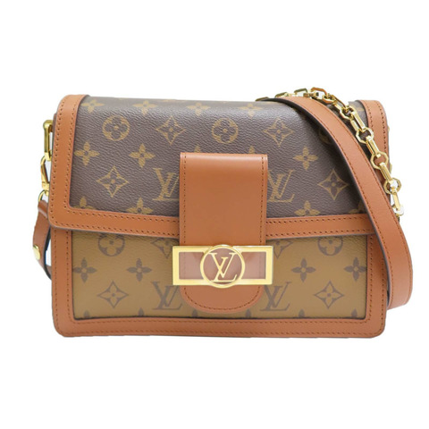 棕色 原花 Reverse 帆布 Dauphine MM 肩背包【LOUIS VUITTON LV 路易威登】 M45958