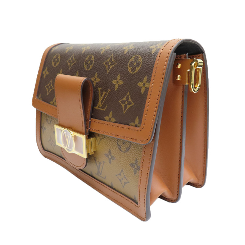 棕色 原花 Reverse 帆布 Dauphine MM 肩背包【LOUIS VUITTON LV 路易威登】 M45958-2