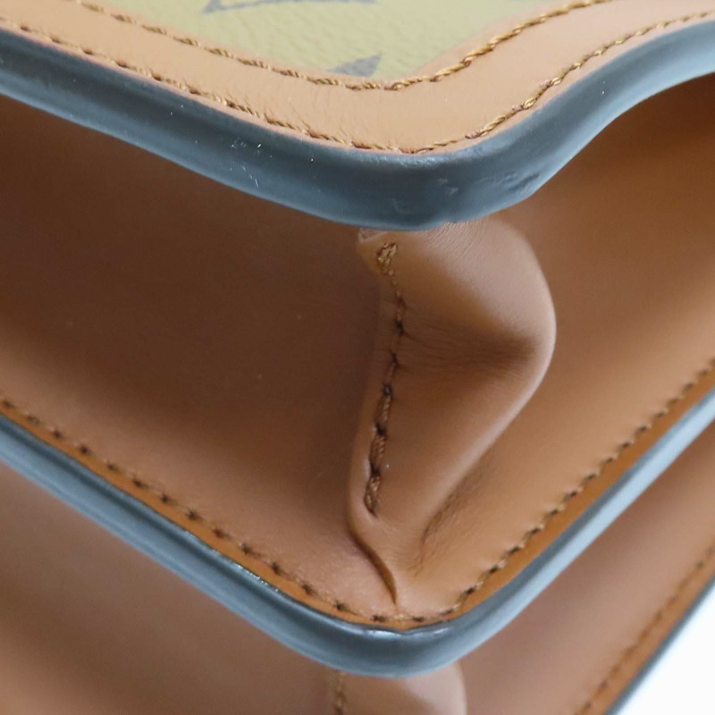 棕色 原花 Reverse 帆布 Dauphine MM 肩背包【LOUIS VUITTON LV 路易威登】 M45958-11