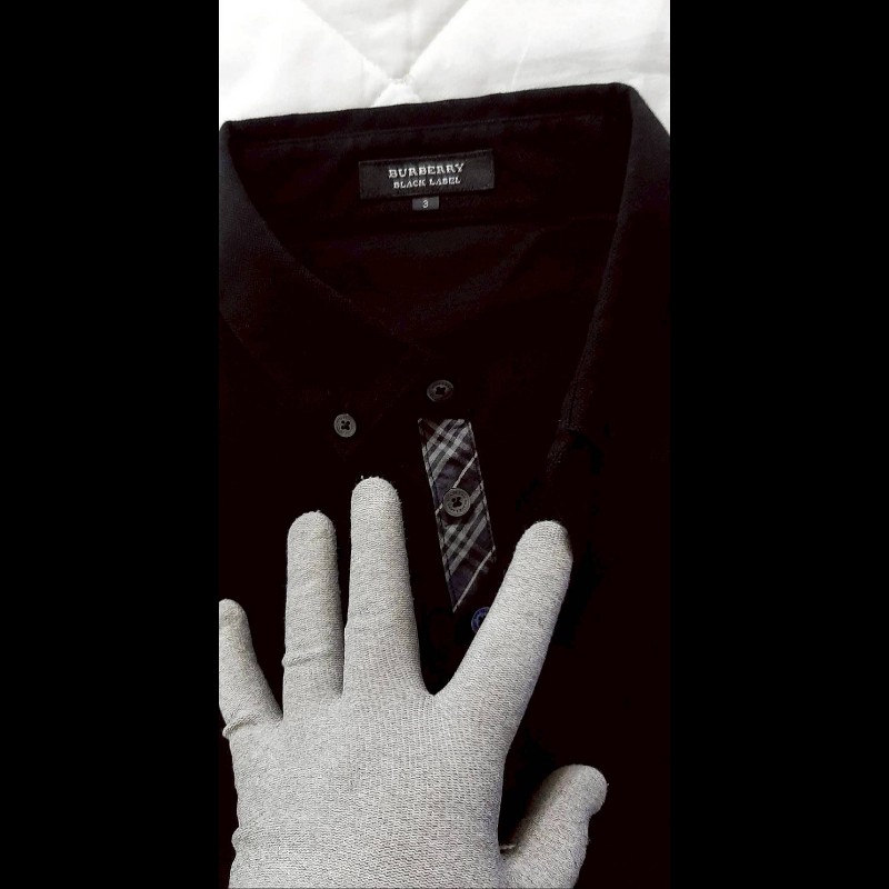 （日本製MIJ）絕版BURBERRY 博柏利 BLACK LABEL 黑標 戰馬 男黑色長袖POLO衫3號-7