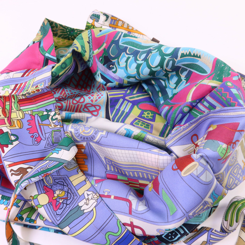 HERMES 絲質Petit H Shopping Bag手挽袋-5