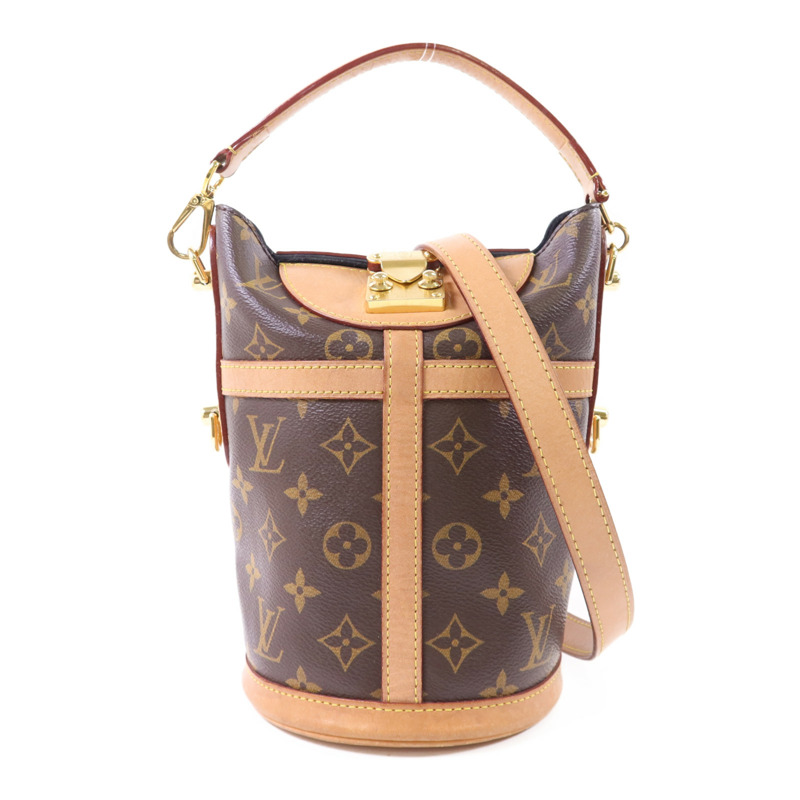 LOUIS VUITTON Monogram Duffle金扣手挽肩背兩用袋棕色-0