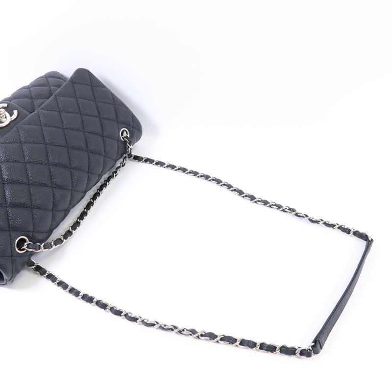 CHANEL 牛皮皮革Chain Shoulder Bag銀扣鏈帶肩背袋-4