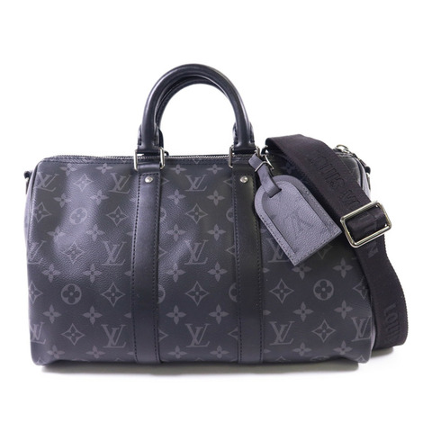 LOUIS VUITTON Monogram Eclipse Keepall 35銀扣肩背袋