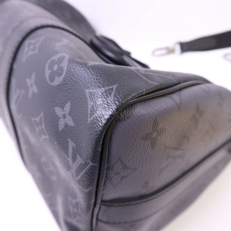 LOUIS VUITTON Monogram Eclipse Keepall 35銀扣肩背袋-11