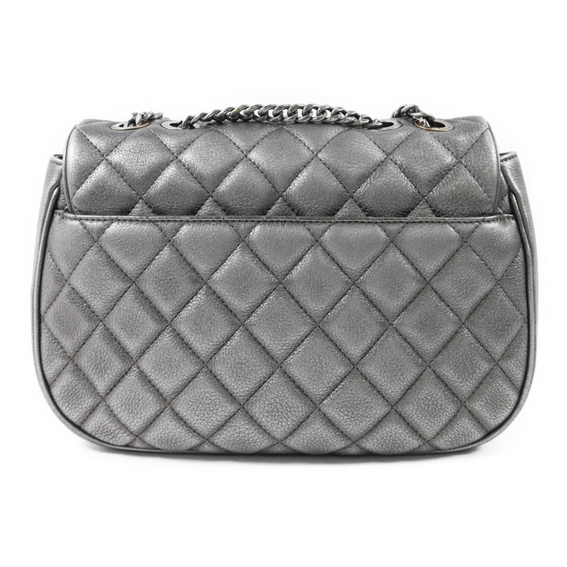 CHANEL 牛皮皮革Chain Shoulder銀扣鏈帶肩背袋-1