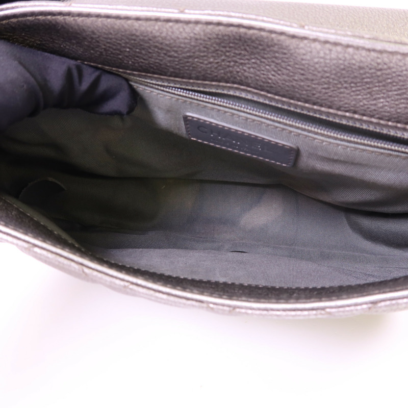 CHANEL 牛皮皮革Chain Shoulder銀扣鏈帶肩背袋-5