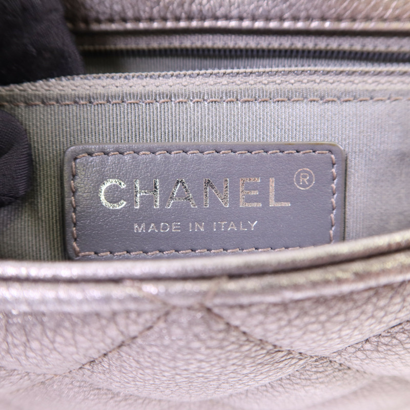 CHANEL 牛皮皮革Chain Shoulder銀扣鏈帶肩背袋-6