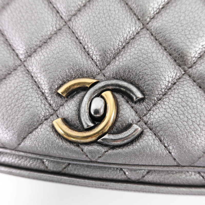 CHANEL 牛皮皮革Chain Shoulder銀扣鏈帶肩背袋-9