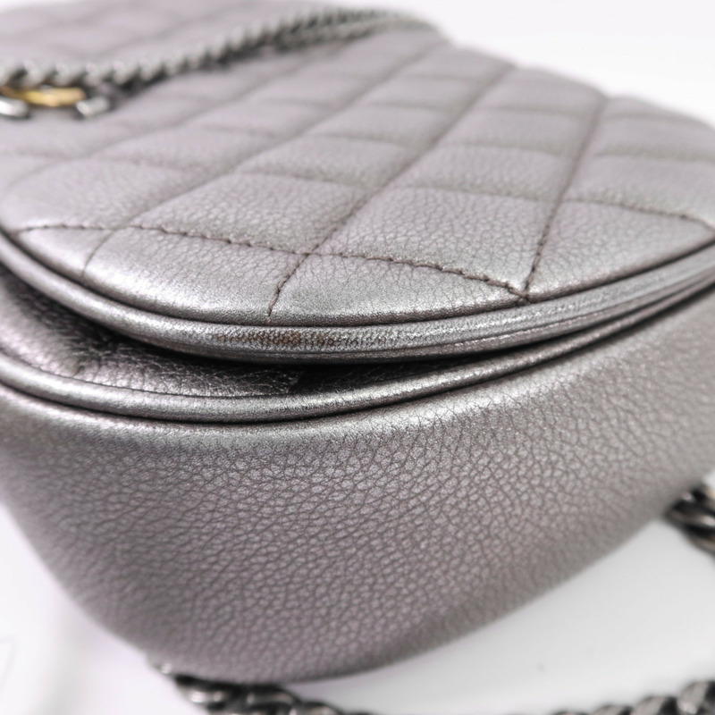 CHANEL 牛皮皮革Chain Shoulder銀扣鏈帶肩背袋-20
