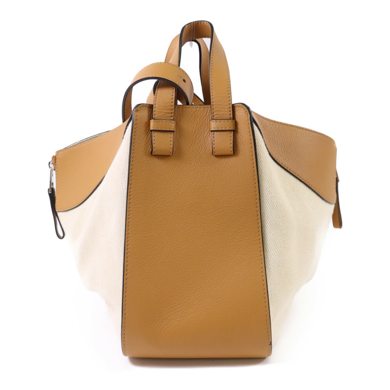 LOEWE 帆布/牛皮皮革Small Hammock Ken Price銀扣肩背袋-1