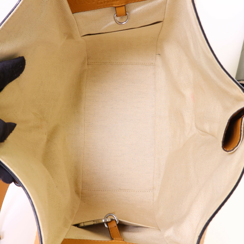 LOEWE 帆布/牛皮皮革Small Hammock Ken Price銀扣肩背袋-5