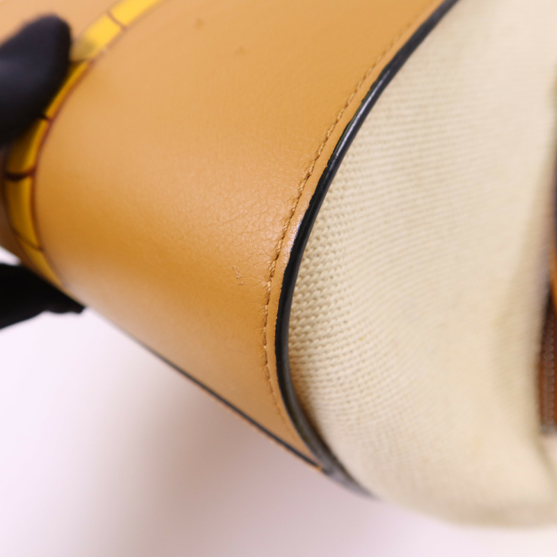 LOEWE 帆布/牛皮皮革Small Hammock Ken Price銀扣肩背袋-10