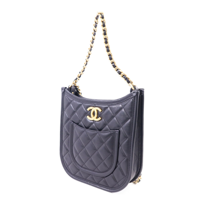 CHANEL 牛皮皮革24S Hobo金扣鏈帶肩背袋-2