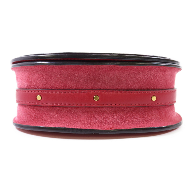 Chloe 牛皮皮革Small Cherry Pink Fuchsia Croc Embossed金扣手挽肩背兩用袋-3