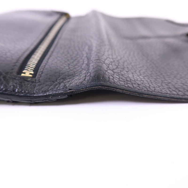 HERMES Clemence皮革Dogon Wallet金扣長錢包Noir-14