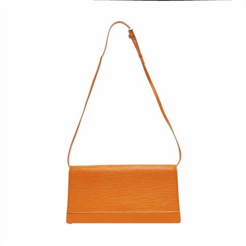 LOUIS VUITTON HONFLEUR黃色EPI牛皮水波紋單肩包金色五金可拆卸肩帶