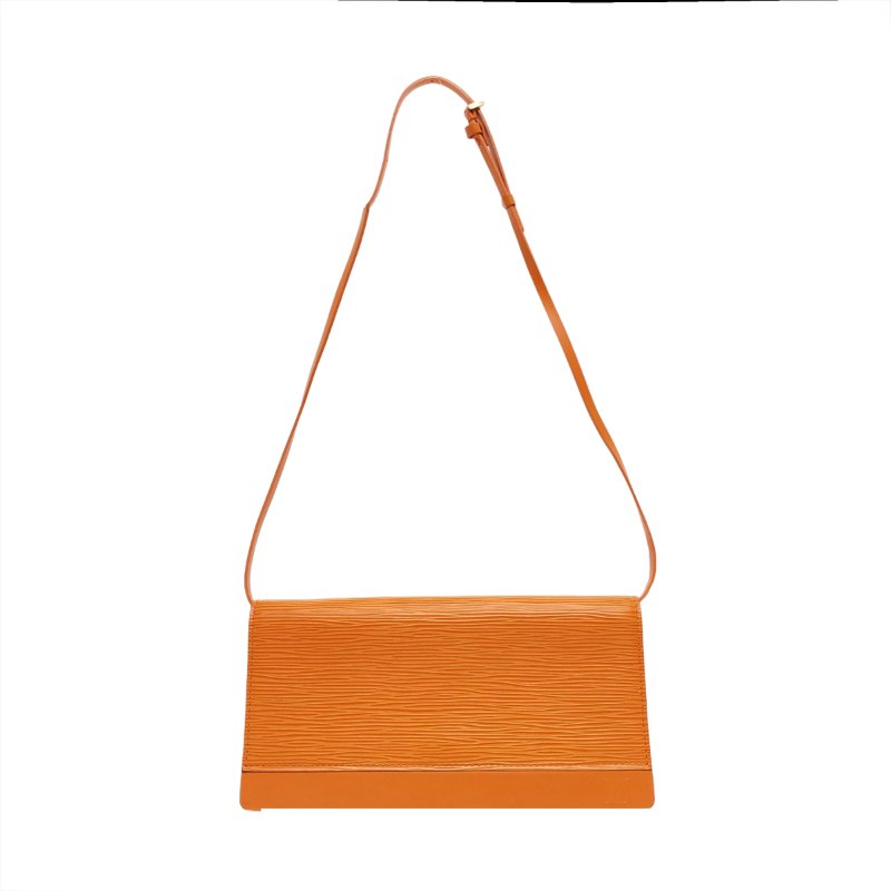 LOUIS VUITTON HONFLEUR黃色EPI牛皮水波紋單肩包金色五金可拆卸肩帶-0