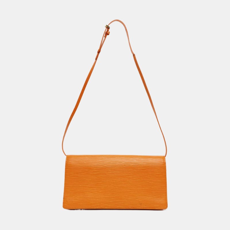 LOUIS VUITTON HONFLEUR黃色EPI牛皮水波紋單肩包金色五金可拆卸肩帶-4