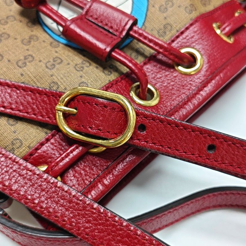 GUCCI Doraemon X Gucci迷你多色塗層帆布老花印花單肩包 金色五金-13