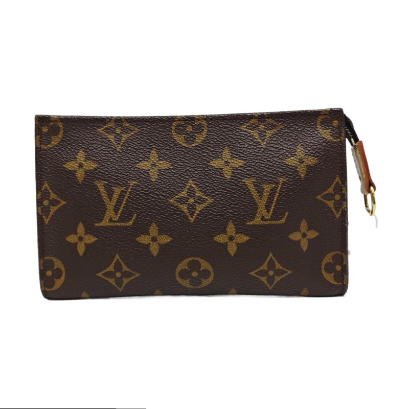 LOUIS VUITTON VOYAGE棕色塗層帆布老花洗漱包手拿包 金色五金 中古款-0