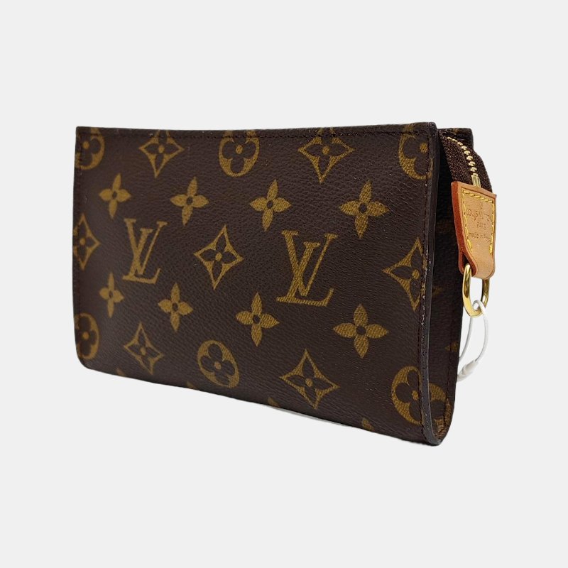 LOUIS VUITTON VOYAGE棕色塗層帆布老花洗漱包手拿包 金色五金 中古款-2
