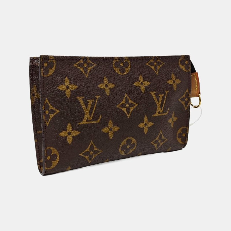 LOUIS VUITTON VOYAGE棕色塗層帆布老花洗漱包手拿包 金色五金 中古款-3