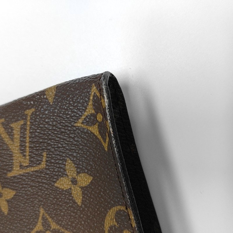 LOUIS VUITTON VOYAGE棕色塗層帆布老花洗漱包手拿包 金色五金 中古款-7