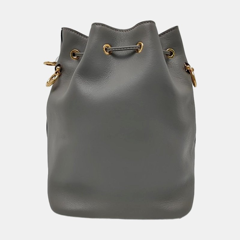 FENDI Mon Tresor 小號灰色牛皮單肩包斜挎包 金色五金 可拆卸肩帶 9.8新-4