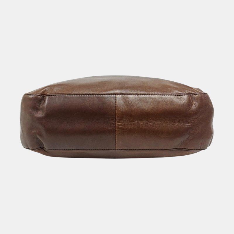 PRADA 托特包棕色牛皮單肩包 棕色五金-5