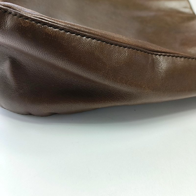 PRADA 托特包棕色牛皮單肩包 棕色五金-11