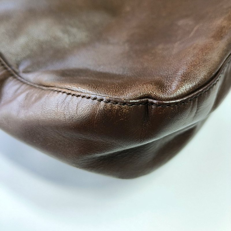 PRADA 托特包棕色牛皮單肩包 棕色五金-14