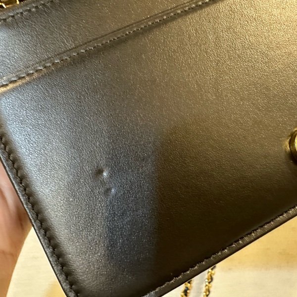 Chanel 黑荔枝皮金釦前口袋肩斜背WOC AP3464-9